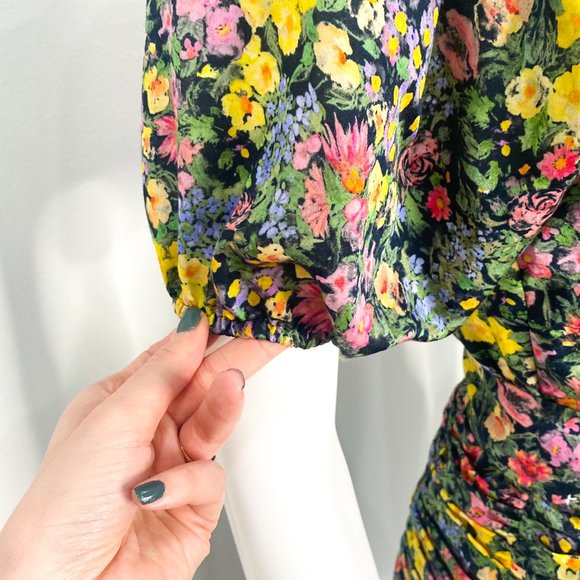 LoveShackFancy Ambrette Ditsy Floral Mini Dress in Night Sky Glow Added Tie Belt - Picture 9 of 17